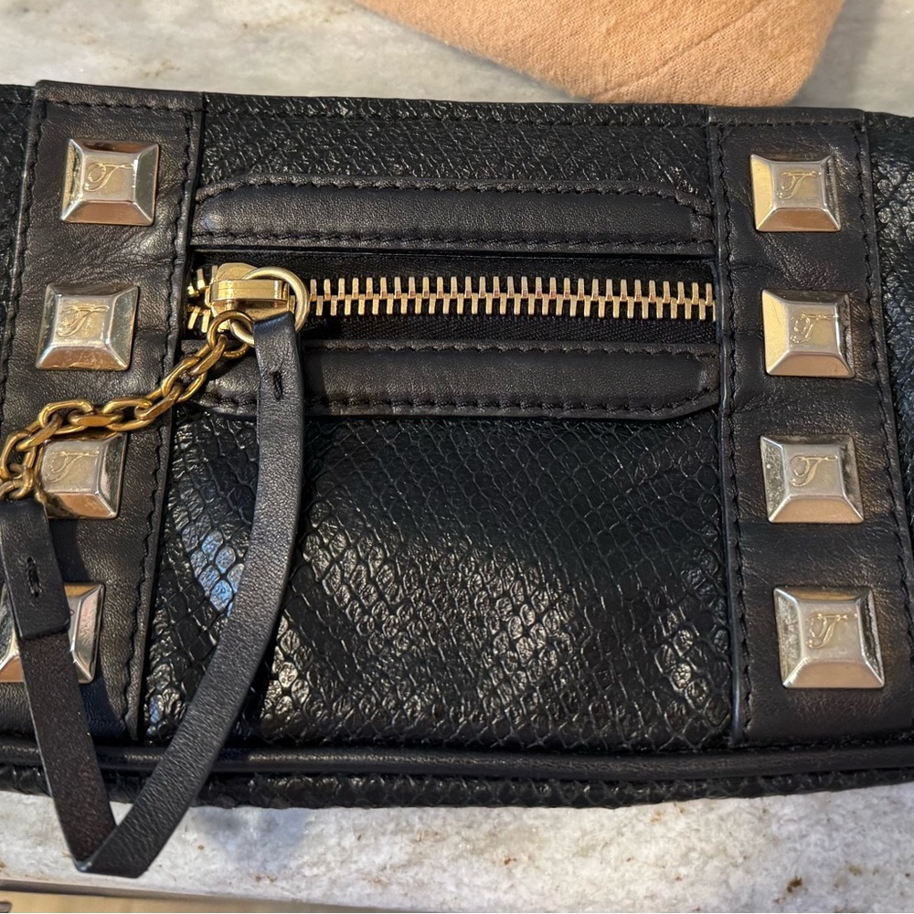 Black Leather Studded Clutch